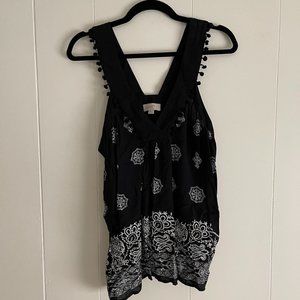 Loft Women's Black Floral Tank Top